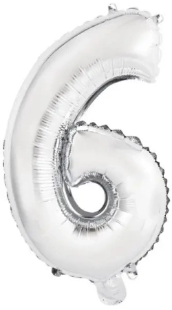 Balon foliowy mini cyfra 6 srebrna 29x40cm - Amscan