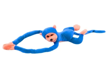 Małpka pluszowa z dźwiękiem niebieska 80cm - Leantoys