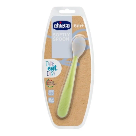 Łyżeczka miękka silikonowa zielona 6m+ - Chicco