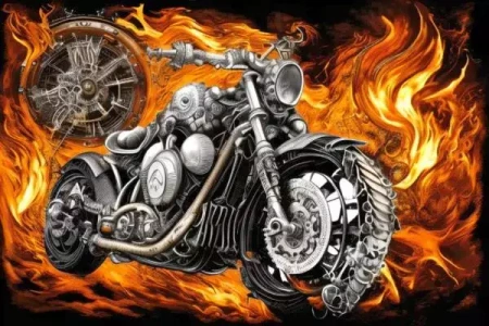 Diamentowa mozaika Motor i płomienie 30x40cm 2000697 - Norimpex