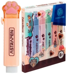Zakreślacze z łapkami Astrapen Animals Choco 6 kolorów - ASTRA art-pap