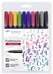 Flamastry brush pen Fudenosuke 10 kolorów - Tombow