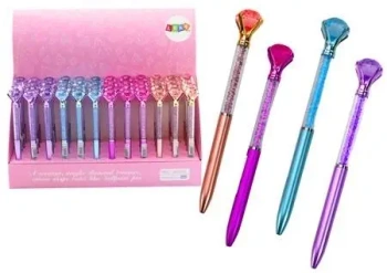 Długopis z diamentami 0,7mm nieb. (48szt) - Leantoys