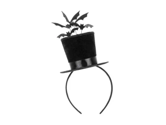 Opaska Cylinder z Nietoperzami 19x26cm czarny - PartyDeco