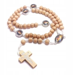 Różaniec drewniany beżowy - Jezu ufam Tobie - Art Sacrum
