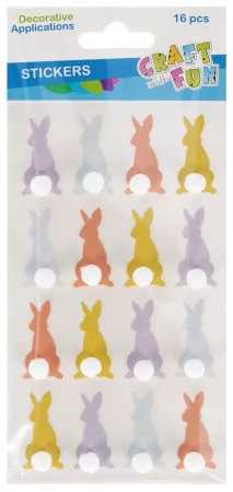 Ozdoba Dekoracyjna Naklejki Królik z Pomponem Wielkanoc Op.16 szt. Craft with Fun 553721