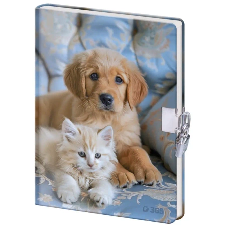 Pamiętnik z kłódką B6/60K gładki Pies i Kot - Helma