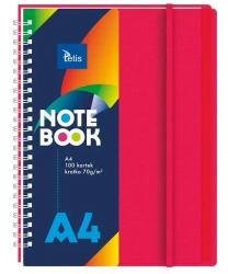 Kołonotatnik A4/100K kratka PP czerwony - Tetis