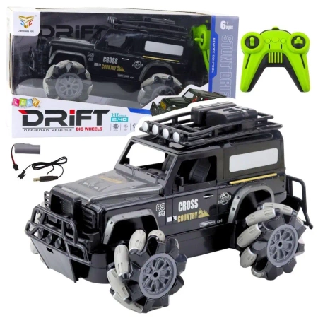 Terenówka R/C obrót O 360 1:12 czarny - Leantoys