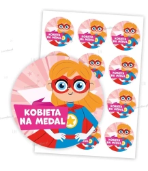 Naklejki Dzień Kobiet - Kobieta na medal 60mm 24sz - LearnHow