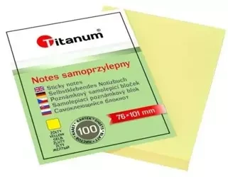 Notes samoprzylepny 76x101mm 100K żółty - Titanum