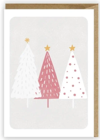 Kartka Boże Narodzenie Pastelowe choinki, eko K071 - Cardie