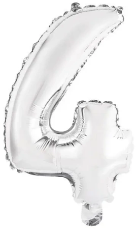 Balon foliowy mini cyfra 4 srebrna 32x40cm - Amscan