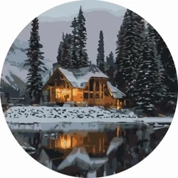 Malowanie po numerach okrągłe - Śnieżna noc 40cm - Twoje Hobby