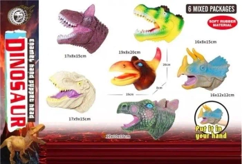 Pacynka głowa dinozaura z miękkiej gumy MIX - Merkpol