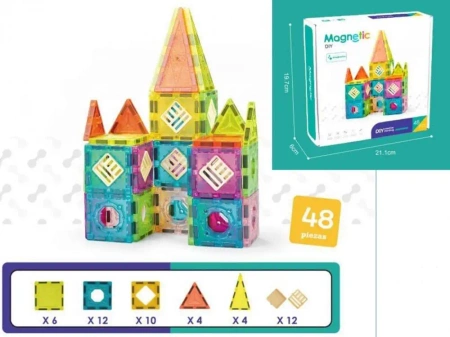 Klocki magnetyczne budowla 48el - Madej