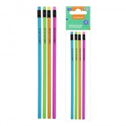 Ołówek z gumką HB trójkątny 4szt - STARPAK