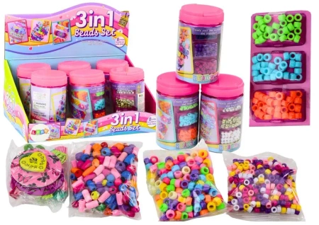 Zestaw koralików w słoiku do tworzenia biżuterii - Leantoys