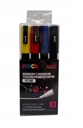 Markery plakatowe PC-3M 4 kolory POSCA UNI - Uni Mitsubishi Pencil