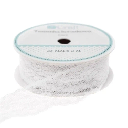 Tasiemka koronkowa biała 2,5cmx2m - Dalprint dpCraft