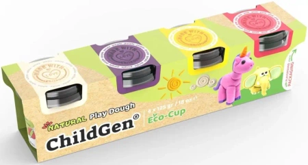 Naturalna ciastolina w eko-kubkach 4 kolory - ChildGen (GEN OYUNCAK SANAYİ TİCARET A.Ş.)