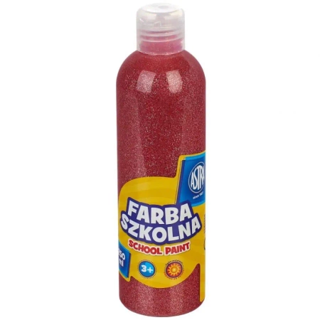 Farba szkolna naturalna tempera Astra 250 ml brokatowa czerwona (koral) - ASTRA art-pap