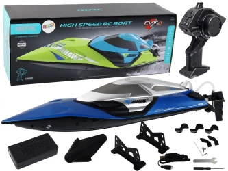 Motorówka zdalnie sterowana ze światłem niebieska - Leantoys