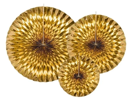 Rozety dekoracyjne złote 3szt - PartyDeco