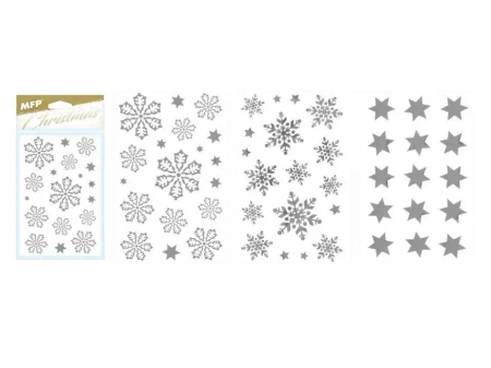 Naklejka BN śnieżynki srebrne 80x120mm mix - MFP