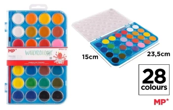 Farba akwarelowa z pędzelkiem 28 kolorów - MP Main Paper