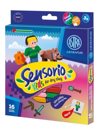 Masa plastyczna Astrafun Sensorio Kids Pixel 16 kolorów 1szt.mix - ASTRA art-pap