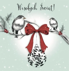 Karnet Swarovski kwadrat CL0801 Ptaszki z kokardą - Clear Creations