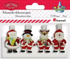 Klamerki drewniane z dekorem 4szt - Titanum