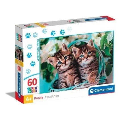 Puzzle 60 Super Kolor Lovely Kitty Twins - Clementoni