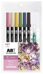 Zestaw Manga Flower 6 x ABT + wodny pędzel - Tombow