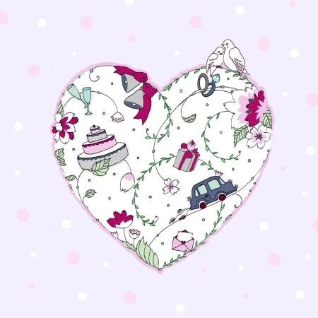 Karnet Swarovski kwadrat CL1902 Serce Ślub - Clear Creations