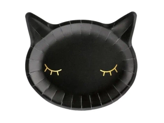 Talerzyki Kotek czarny 22x20cm 6szt - PartyDeco