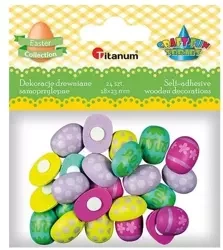 Drewniane pisanki 3D 18x23mm mix 24szt - Titanum