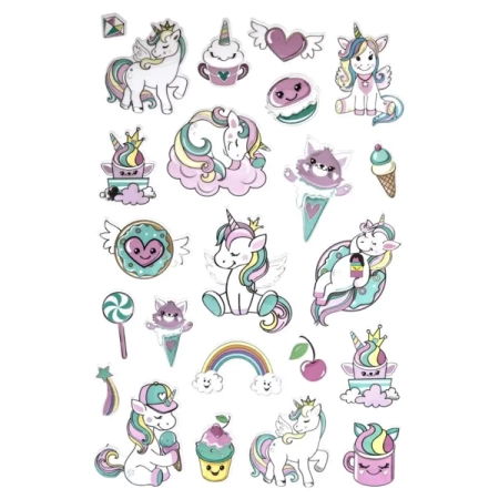Metaliczne naklejki 3D - jednorożce 23szt - Dalprint dpCraft