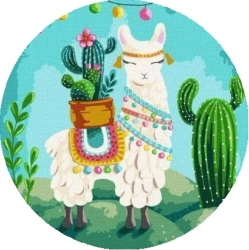 Malowanie po numerach okrągłe - Lama 40cm - Twoje Hobby