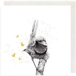 Karnet złocony kwadrat CL3809_BL Strzyżyk - Clear Creations