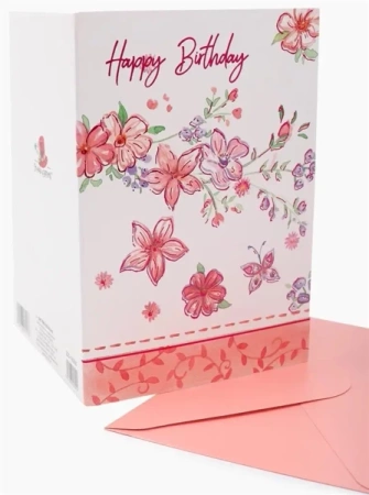Karnet B6 ZZG-190506 złocony Urodziny Kwiaty - Fresh