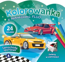 Kolorowanka z tatuażami fluo Samochody sportowe - praca zbiorowa