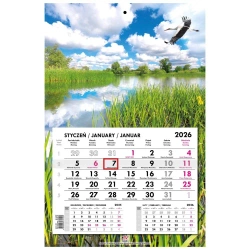 Kalendarz 2026 jednodzielny główka płaska Mazury - EV-Corp
