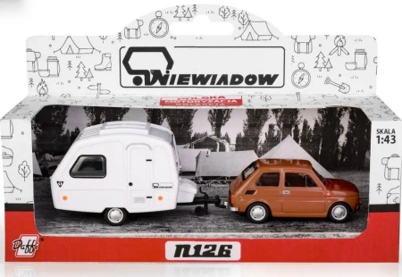 Fiat 126p + przyczepa Niewiadów Kemping brązowy - Daffi
