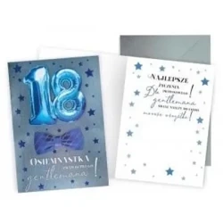 Karnet. Urodziny 18 (osiemnastka, cyfry, niebieski) DKP-002 - Passion Cards