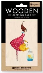 Karnet drewniany C6 + koperta Złota rybka - Cozywood