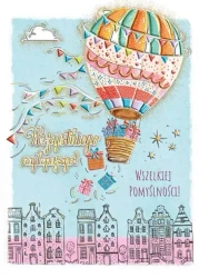 Karnet A5 Urodziny - Balon z prezentami - Henry