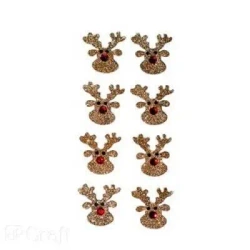 Naklejki brokatowe 3D renifery 8szt - Dalprint dpCraft