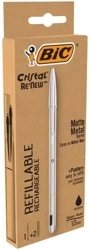 Długopis Cristal Re'new Metal czarny + 2 wkłady - BIC